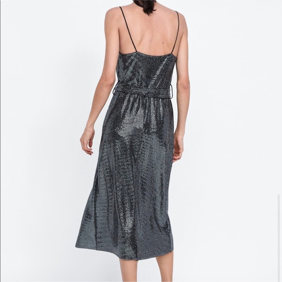 Zara hun metal sequin belted dress. - Picture 4 of 11
